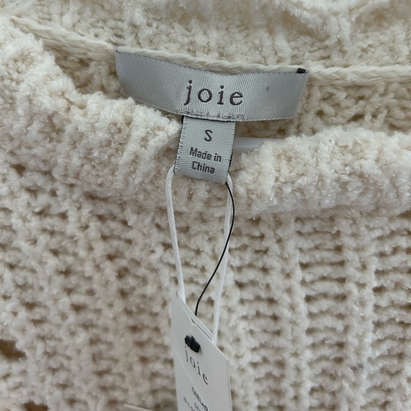 NWT $328 Joie Taelar Sweater Women’s Sz S Cream Open Knit Tassle Fringe Detail - Picture 5 of 6